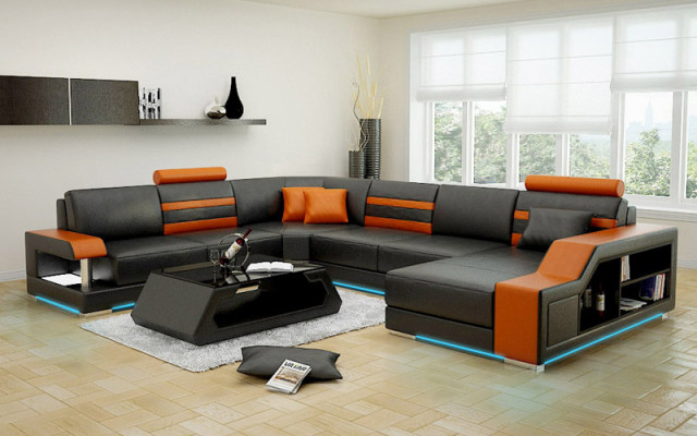 Lederen bank bank woonlandschap hoekbank hoekbank set design modern nieuw sofa L6016