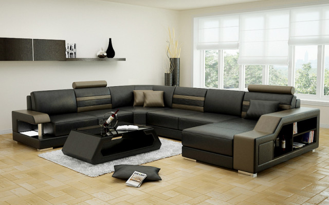 Lederen bank bank woonlandschap hoekbank hoekbank set design modern nieuw sofa L6016
