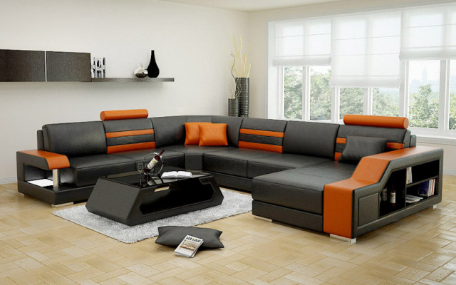 Lederen bank bank woonlandschap hoekbank hoekbank set design modern nieuw sofa L6016