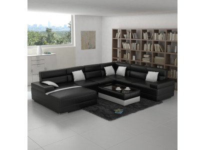 Leren bank Bank Woonlandschap Hoekbank Hoekbank Set Design Modern Bankstel F3016 nieuw