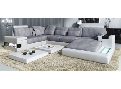 Moderne Textiel Hoekbank met Bedfuncties Opbergruimte Grijs NIEUW