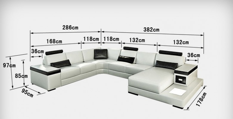 Leren bank woonlandschap hoekbank set ontwerp modern nieuw banklicht USB