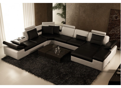 Moderne zithoek hoekbank sofa gestoffeerde bank woonlandschap leren sofa