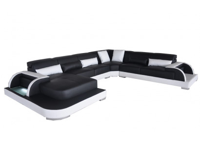 Leren bank met USB woonlandschapseck garnituur Design Moderne bankstellen U-vorm bankstellen
