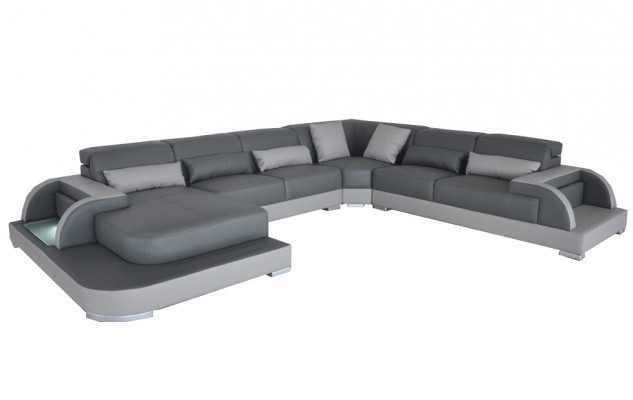 Leren bank met USB woonlandschapseck garnituur Design Moderne bankstellen U-vorm bankstellen