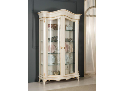 Vitrine Glas Kast Vitrine Woonkamer Hout Dressoir Italiaanse meubelen Plank