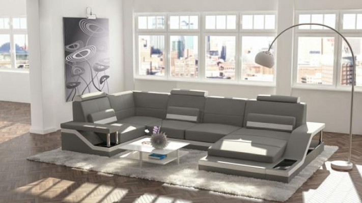 Woonlandschap bank bekleding bankhoek hoekbank set textiel stof leer sofa's