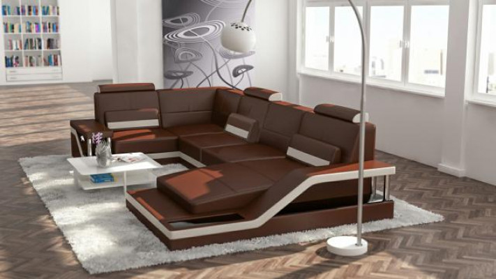 Woonlandschap bank bekleding bankhoek hoekbank set textiel stof leer sofa's