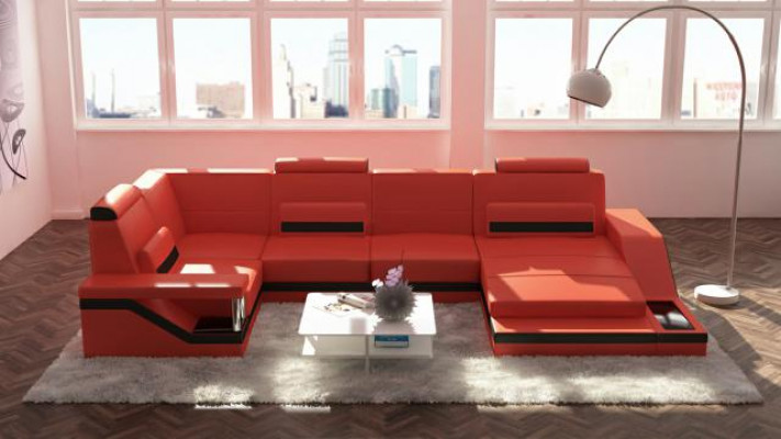 Woonlandschap bank bekleding bankhoek hoekbank set textiel stof leer sofa's