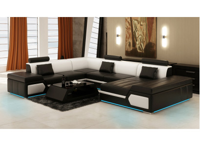 Ledersofa Bank Bank Woonlandschap Hoekbank Set Modern Design Bankstel K5013