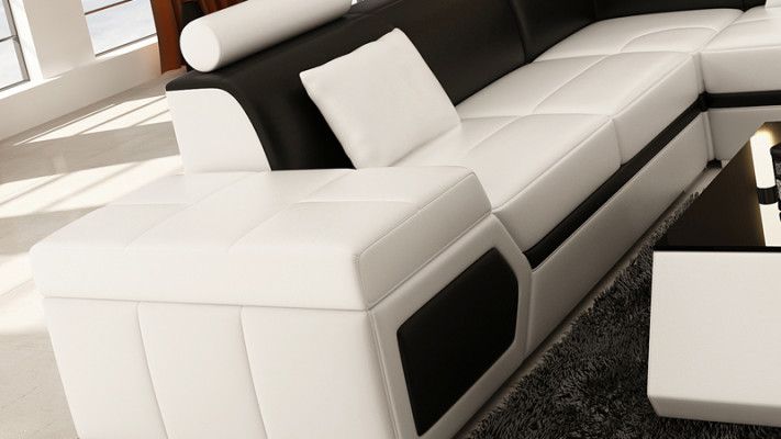 Ledersofa Bank Bank Woonlandschap Hoekbank Set Modern Design Bankstel K5013