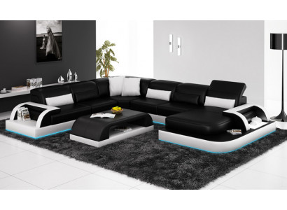 Leren bankbank woonlandschap hoekbank hoekstel designte modern nieuw bankstel L6012
