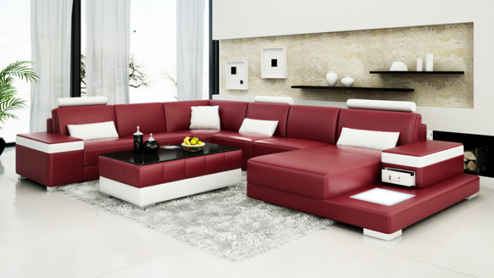 Leren bankstel bank woonlandschap hoekbank hoekstel ontwerp modern nieuw sofa L6013