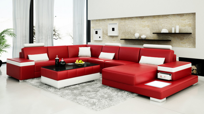 Leren bankstel bank woonlandschap hoekbank hoekstel ontwerp modern nieuw sofa L6013
