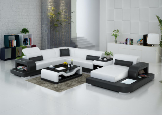 Leren hoekbank Hoekwoonlandschapstel Design Moderne Banken U-vorm G8006