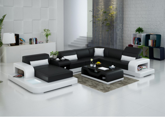 Leren hoekbank Hoekwoonlandschapstel Design Moderne Banken U-vorm G8006