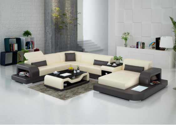 Leren hoekbank Hoekwoonlandschapstel Design Moderne Banken U-vorm G8006