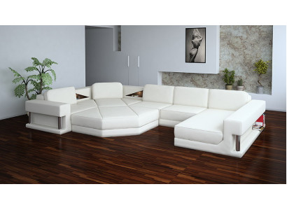 Moderne hoekbank met USB bankstel leer design bankstel woonkamer outfit