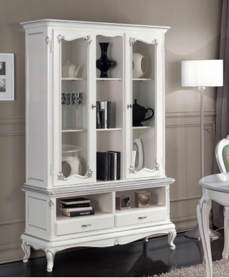 Woonkamer vitrinekast boekenplank dressoir klassieke meubels houten planken