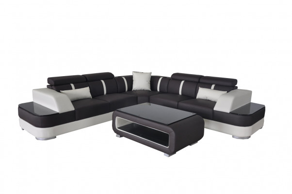 Hoekbank + USB lederen bekleding hoekbankstel bankstellen L-vorm + tafel woonlandschap