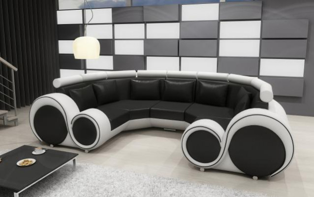 Exclusieve moderne leren sofa van premium kunstleer met houtframe