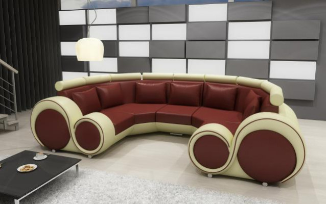 Exclusieve moderne leren sofa van premium kunstleer met houtframe