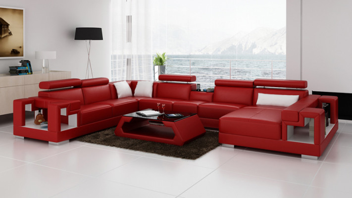 Leren bank Bank Bank Woonlandschap Hoekbank Hoekbank Design Modern U K5001