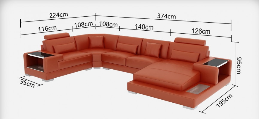 Leren bankstel woonlandschap set design Modern hoekbank U-vorm G8023