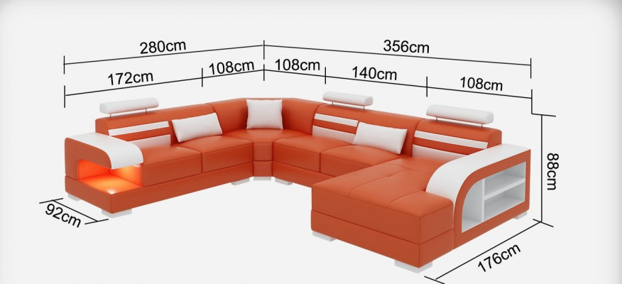 Ledersofa Bank Woongebied Hoekbank Hoekbank Ontwerp Modern Bank + USB Nieuw