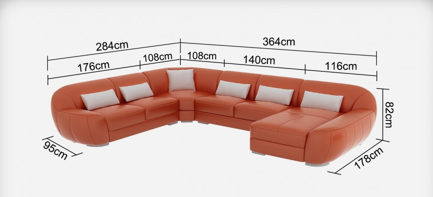 Ontwerp leren hoekbank moderne set bank hoek nieuw woonlandschap grijs USB