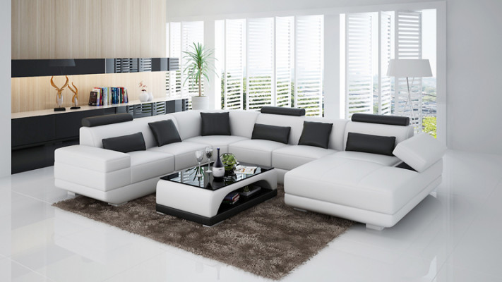 Leren bankstel bank woonlandschap hoekbank hoekbank ontwerp moderne bank beige USB