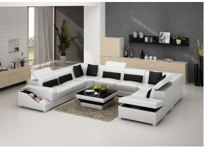 Woonlandschap Moderne Hoekbank Bank Bekleed Hoekbank Bank Hoek Set + USB