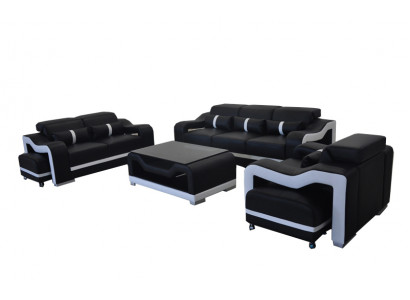 Sofa Leder Bankstel Bekleding Set 3+2+1 Zit Volledige Set Sets G8027D + Tafel