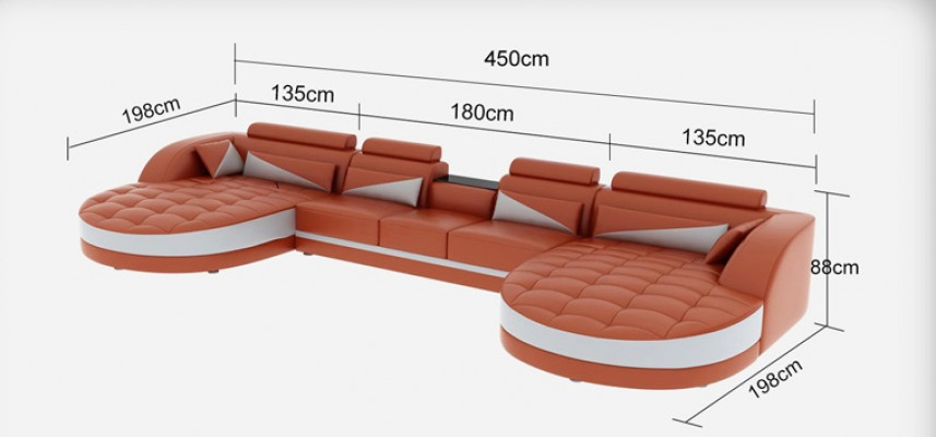 Leder hoekbank hoekwoonlandschap set design Moderne bankstellen U-vorm G8018