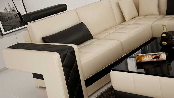 Moderne leren bank bank woonlandschap hoekbank hoekstel decor ontwerp