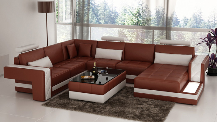 Moderne leren bank bank woonlandschap hoekbank hoekstel decor ontwerp