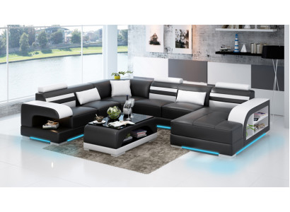 Moderne elegantie U-vormige hoekbank in exquise lederen design.