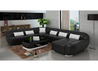 Leren bankstel hoekbank hoekbankhoekbank hoekset ronde designbank nieuw R7007E