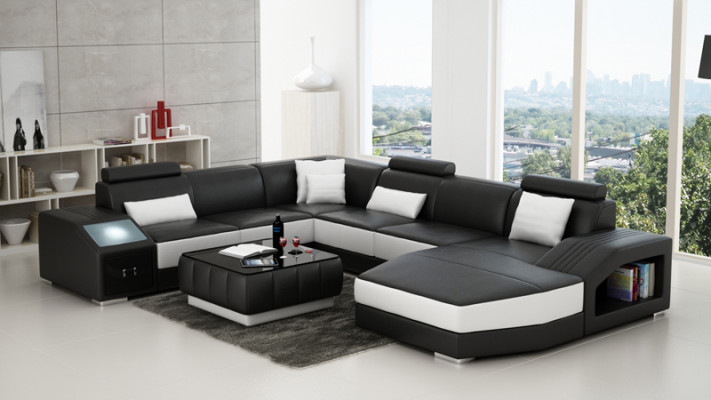 Eckbankstel Leren Bank Woonkamer Bankstel Sofa's Woonlandschap + USB