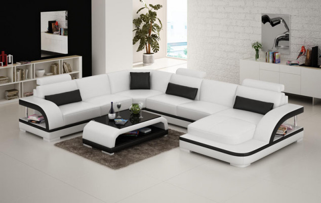 Ledersofa Bank Woonlandschap Hoekbank Hoekmeubel Design Moderne Bank met USB