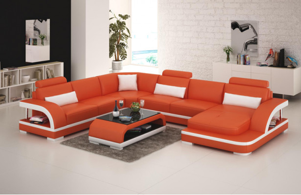 Ledersofa Bank Woonlandschap Hoekbank Hoekmeubel Design Moderne Bank met USB