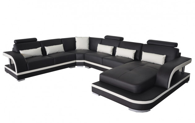 Moderne sofa hoekbankstellen hoek zitgedeelte leren bank gestoffeerde woonlandschap USB.
