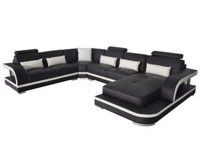 Moderne sofa hoekbankstellen hoek zitgedeelte leren bank gestoffeerde woonlandschap USB.