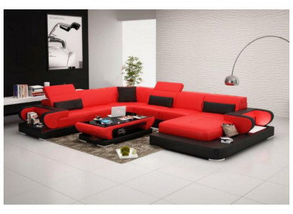 Leren bank gestoffeerde zitbank set hoekbank bank Bank woonlandschap Detmold