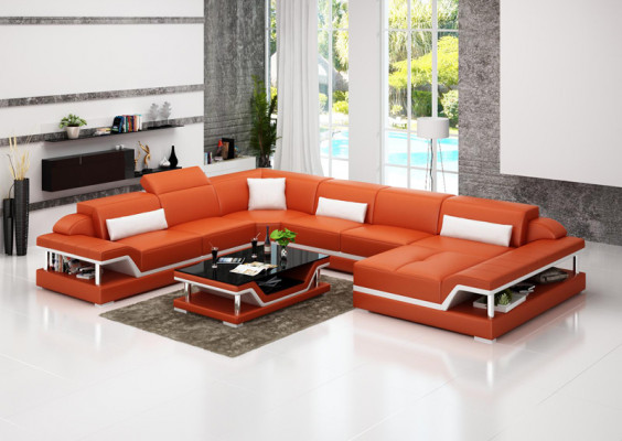 Lederen bank Bank Woonlandschap Hoekbank Hoekbank Set Design Modern Sofa G8004