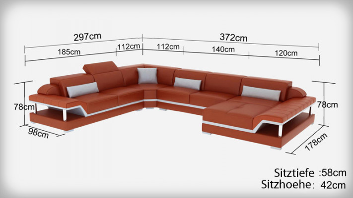 Lederen bank Bank Woonlandschap Hoekbank Hoekbank Set Design Modern Sofa G8004