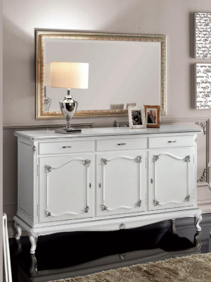 Laden Italiaanse meubels Massief Spiegel 2-delig dressoir Sideboard kast Hout