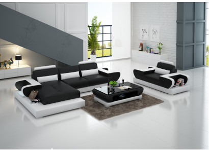 Ontwerp XXL Grote Bank Hoekbank Leren Bank Bank Bekleding Hoek Woonlandschap G8003E