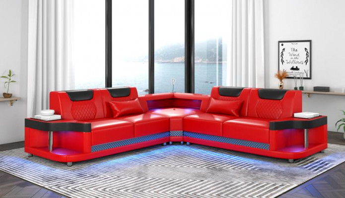 Ontwerp Esk hoekbank L-vorm Moderne banken Leren bank Bankstel Nieuwe_woonkamer_bank