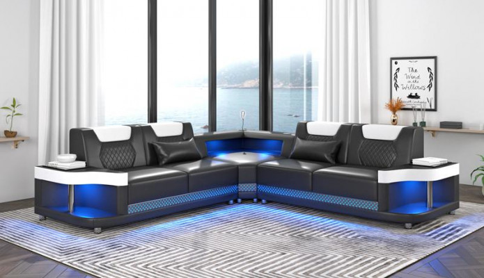 Ontwerp Esk hoekbank L-vorm Moderne banken Leren bank Bankstel Nieuwe_woonkamer_bank